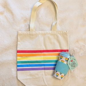 Rainbow Tote Bag + Cup Gift Set